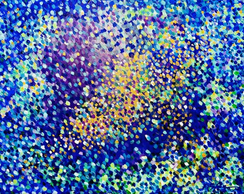 Matin sur la baie - Art abstrait Pointilliste Marin | Style Divisionniste by Cristina Stefan, Painting for Sale on Select