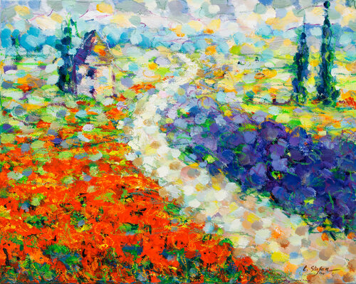 Mosaïque Provençale: Coquelicots et Lavande by Cristina Stefan, Painting for Sale on Select