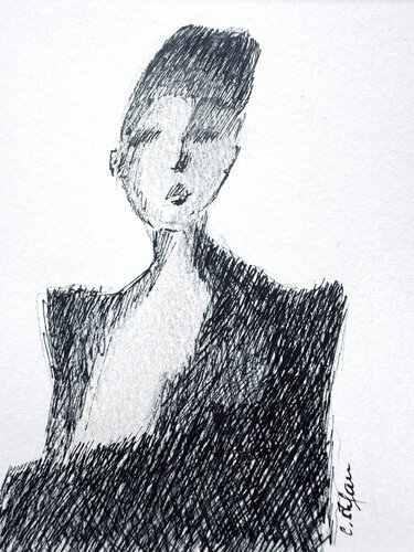 La Silencieuse - Figure no 1 by Cristina Stefan, Drawing for Sale on Select