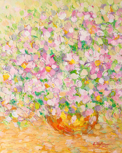 Vase avec fleurs d'été | Nature morte impressionniste by Cristina Stefan, Painting for Sale on Select