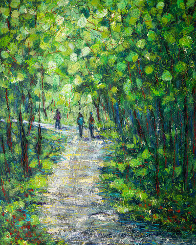 Promenade d'été dans les Bois | Forêt impressioniste by Cristina Stefan, Painting for Sale on Select
