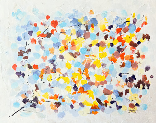 Éveil printanier avec Forsythia by Cristina Stefan, Painting for Sale on Select