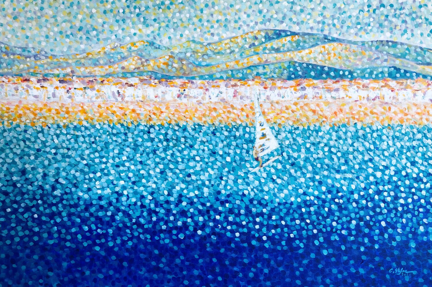 Altafulla, Espagne - paysage marin |  Altafulla, Spain - seascape |  Altafulla, España - paisaje marino |  Altafulla, Spanien - Seelandschaft Cristina Stefan Original painting for sale