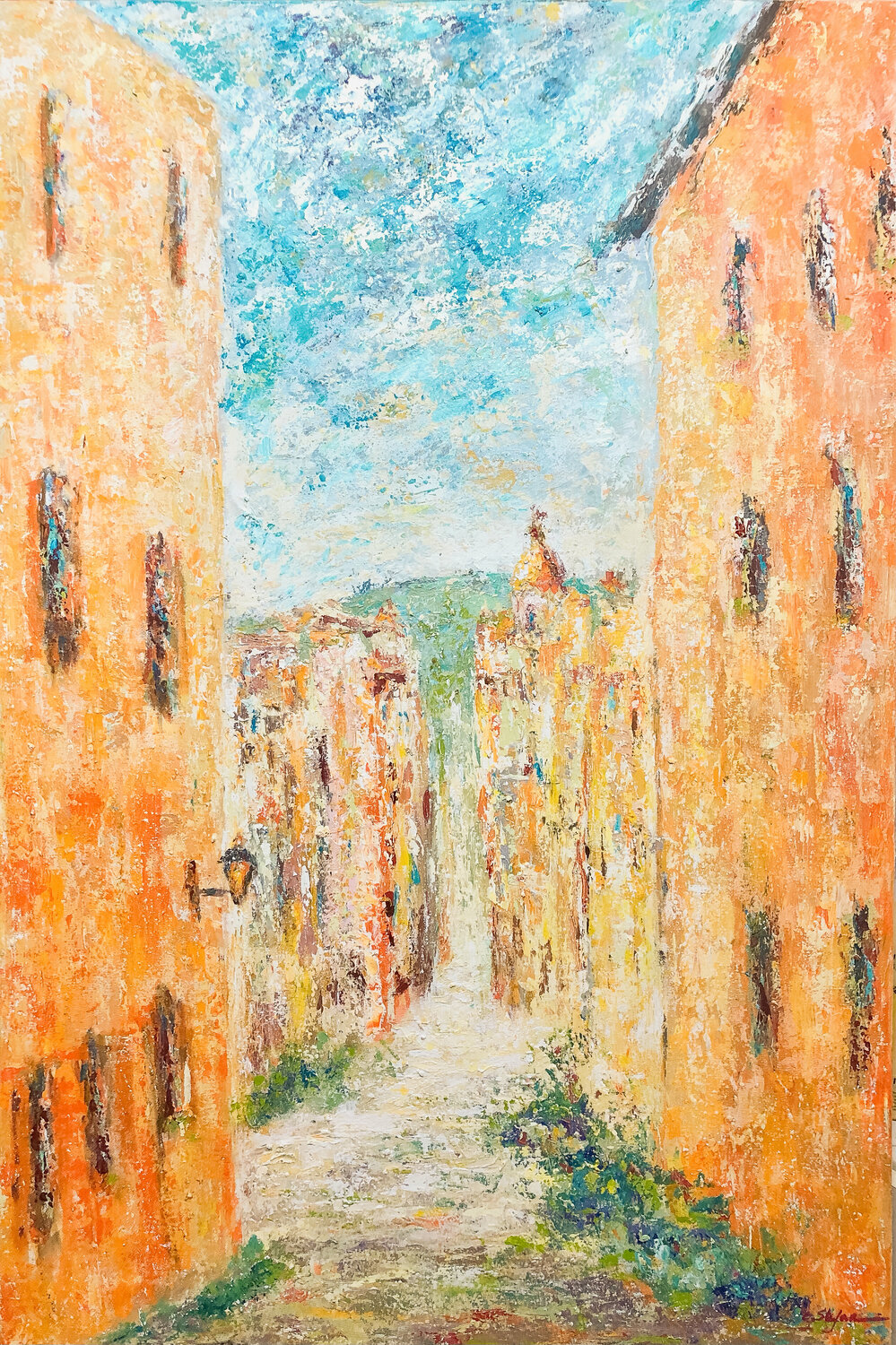 Montblanc, Espagne - Village à l'heure de la sieste | Village at Siesta Time - Montblanc, Spain | Cristina Stefan Original painting for sale
