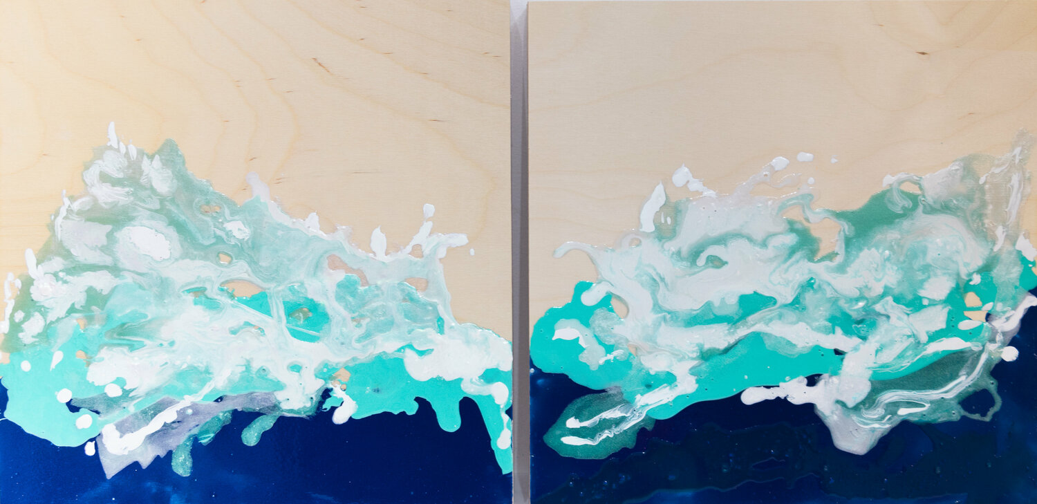 Les mouvements de la mer - diptyque Cristina Stefan Original painting for sale
