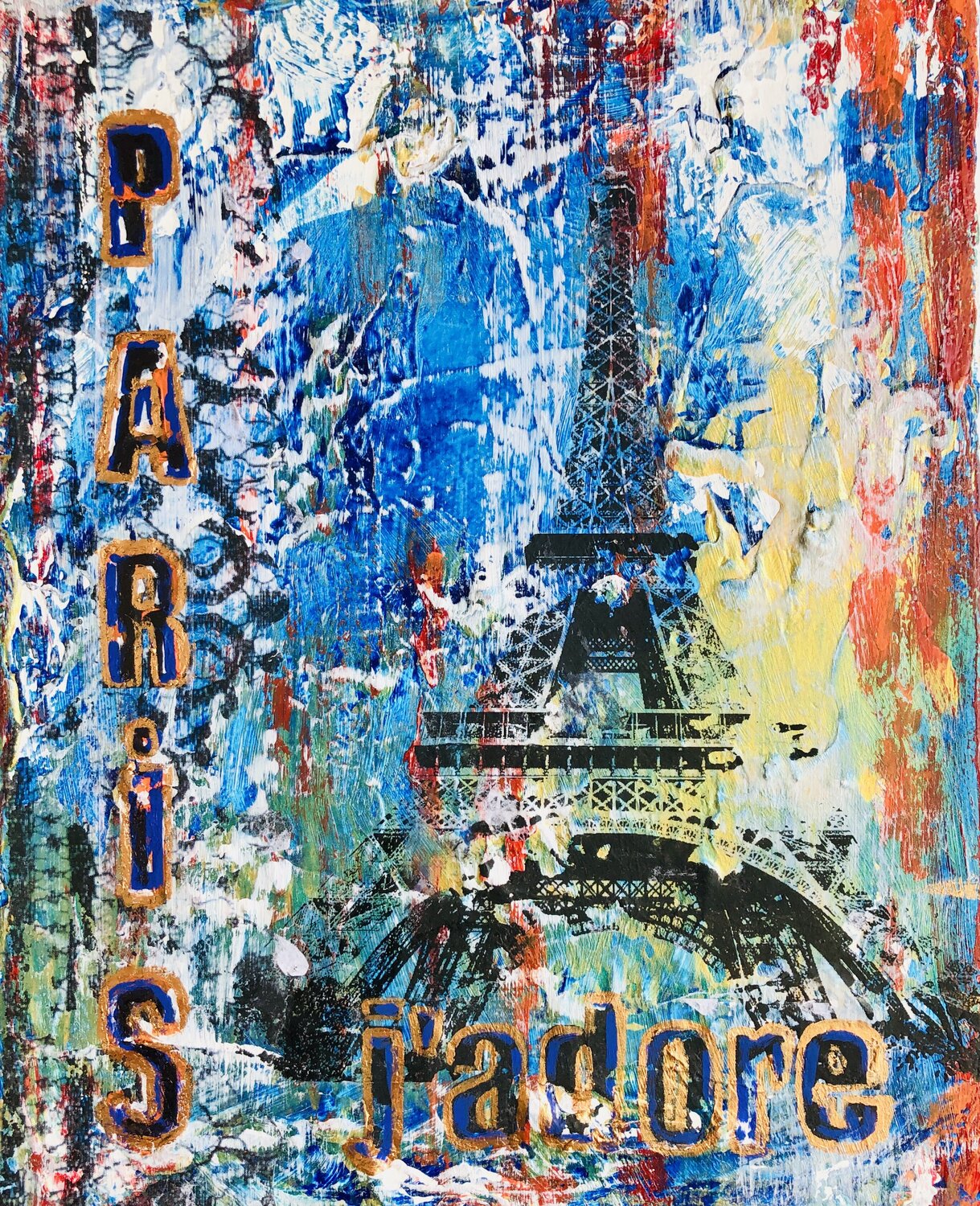 Paris, j’adore! et la tour Eiffel Cristina Stefan Original painting for sale