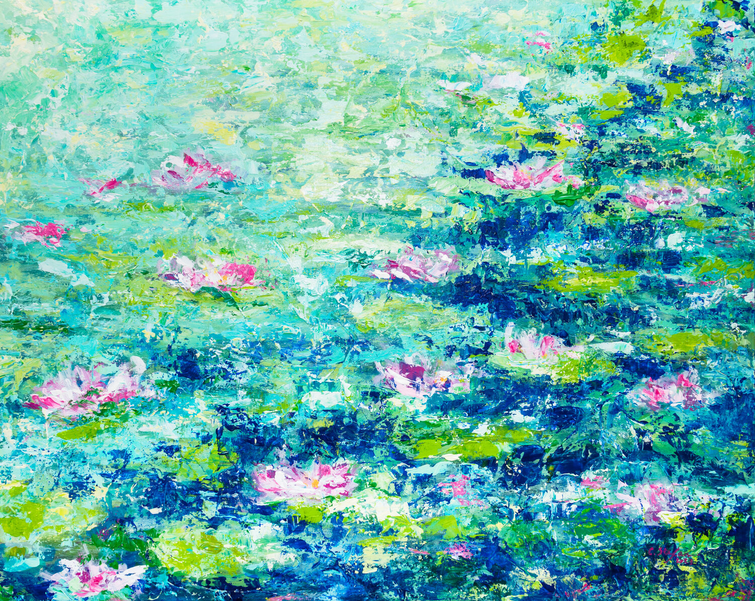 Étang aux nénuphars |  Water Lilies in a Pond Cristina Stefan Original painting for sale