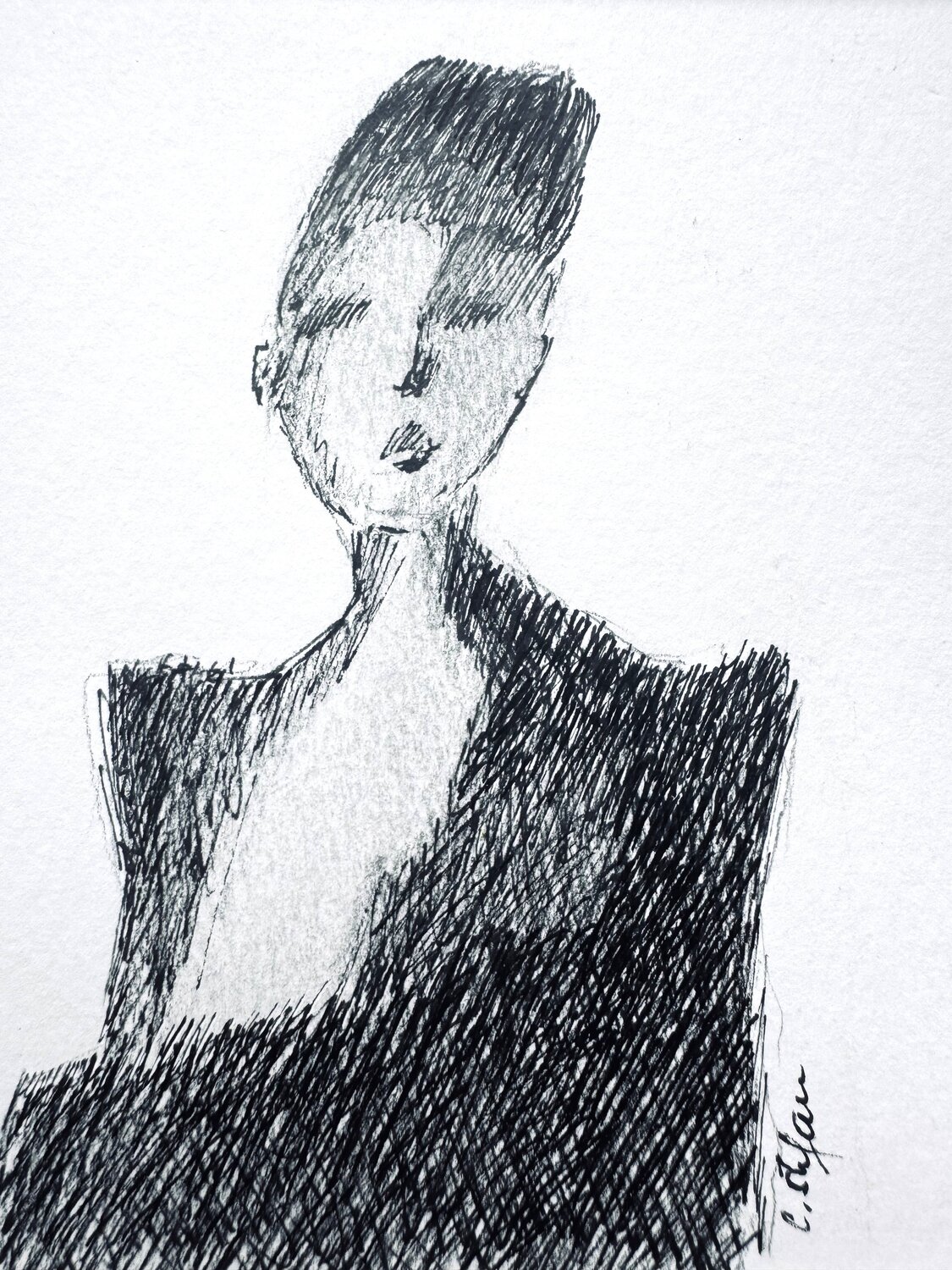 La Silencieuse - Figure no 1 Cristina Stefan Drawing for sale