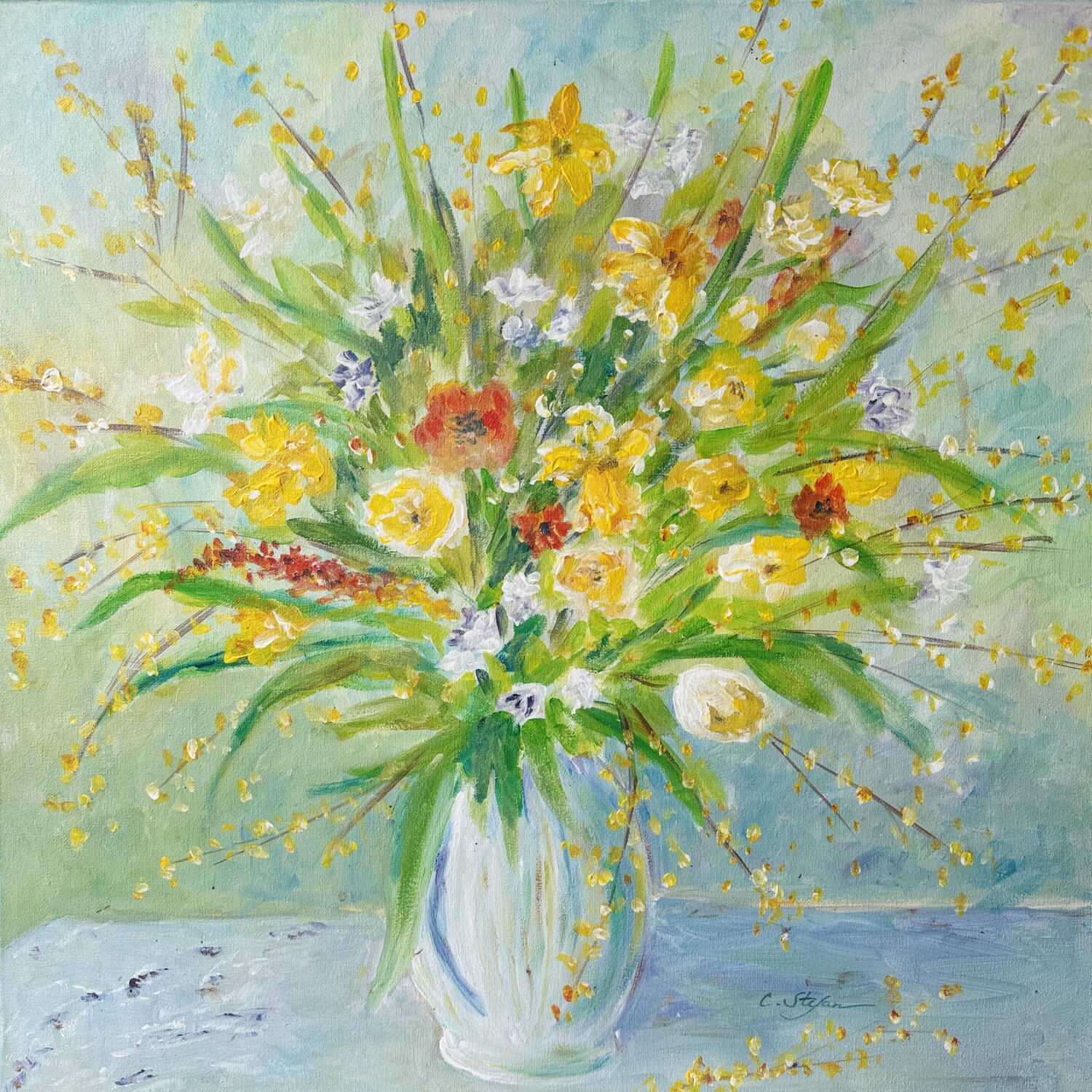 Bouquet ensoleillé Cristina Stefan Original painting for sale