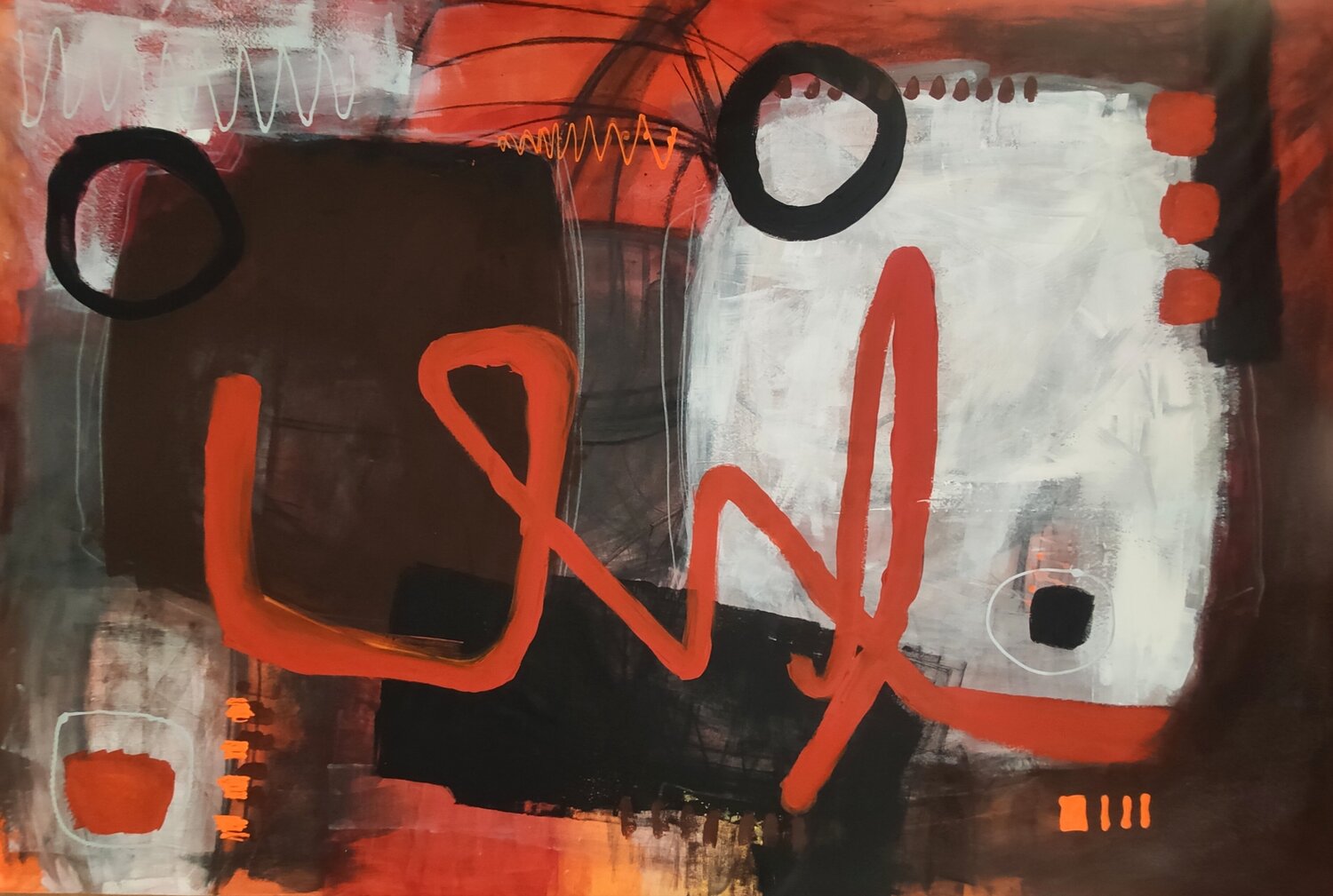 Ligne rouge Thia Path Original painting for sale