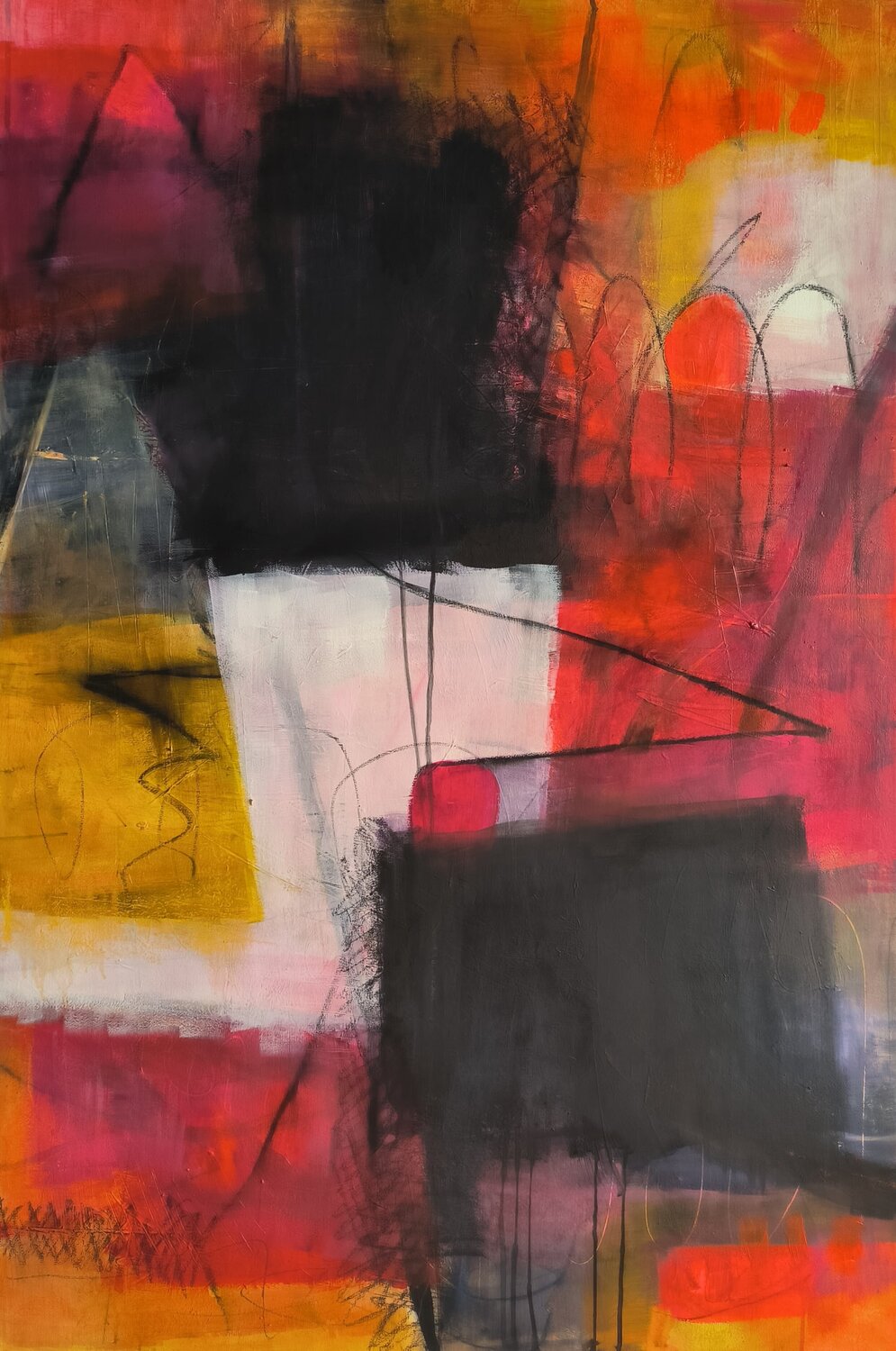 Untitled in red 2 Thia Path Originalgemälde zu verkaufen