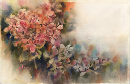 Pink Hydrangea by Sophia Rodionov, Painting for Sale on Select