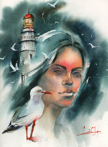 Light house watcher von Sophia Rodionov, Malerei kaufen auf Select