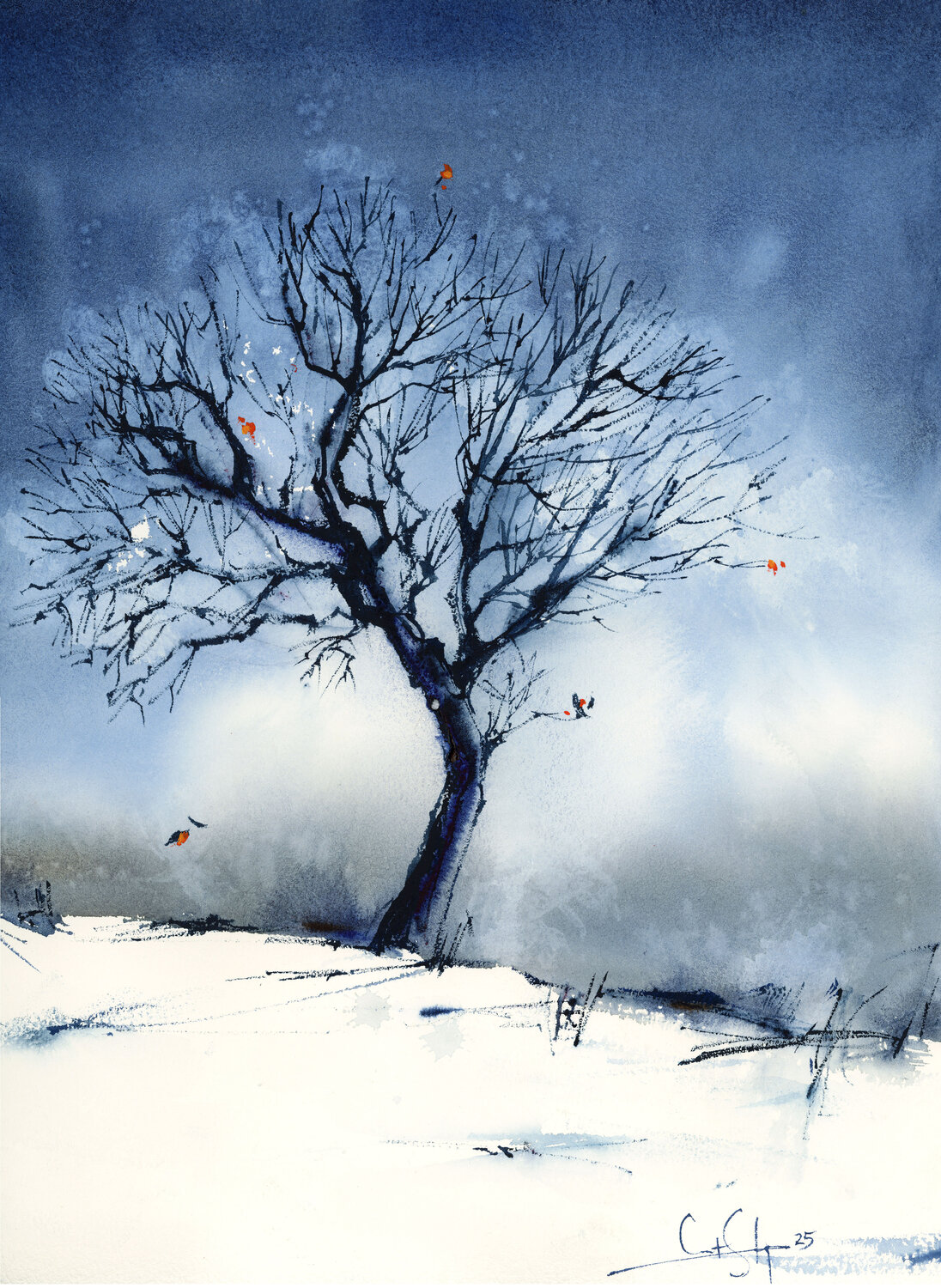 When Silence Meets the Snow Sophia Rodionov Original painting for sale