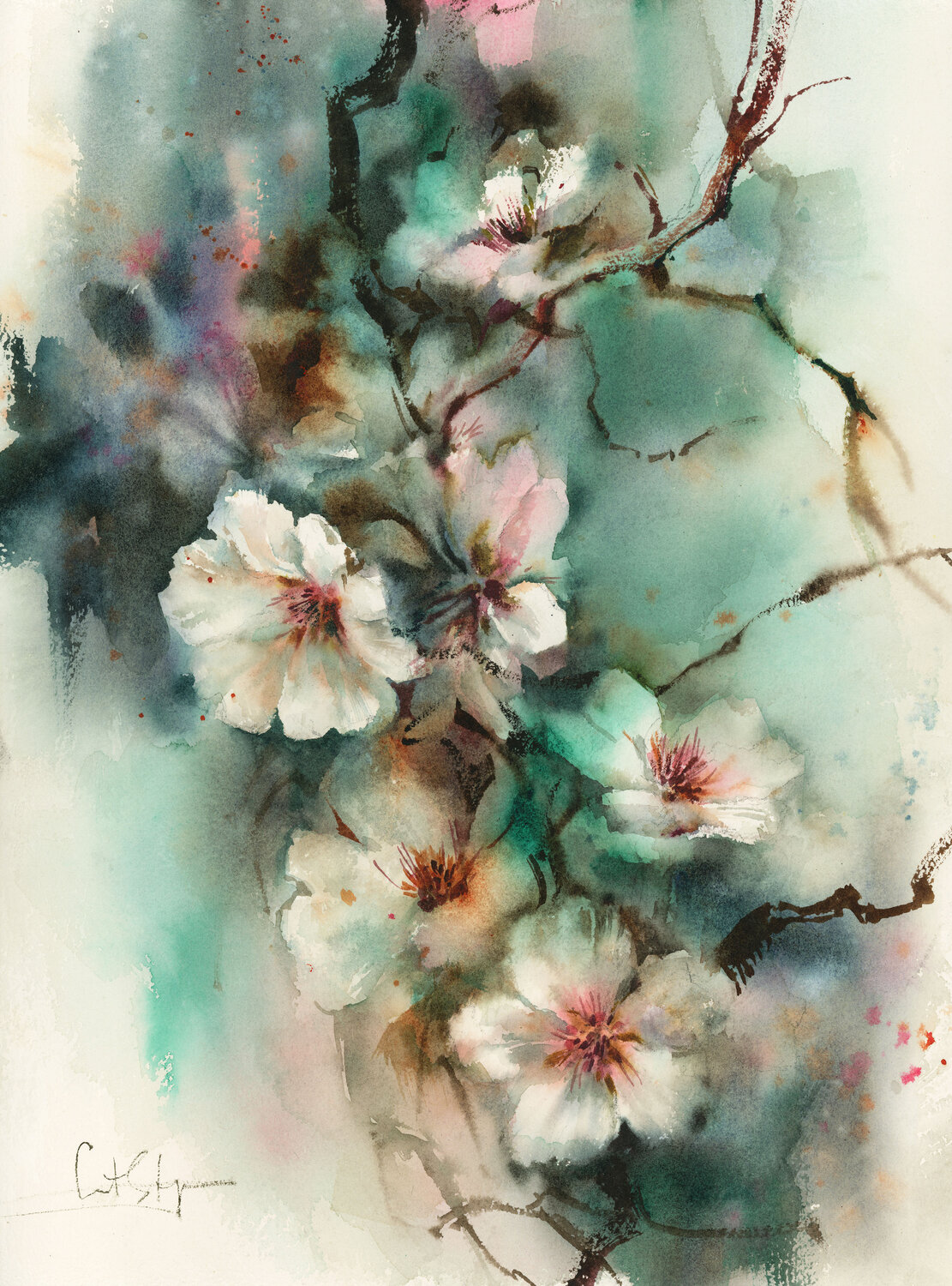 Almonds Blooming Flowers Sophia Rodionov Original painting for sale