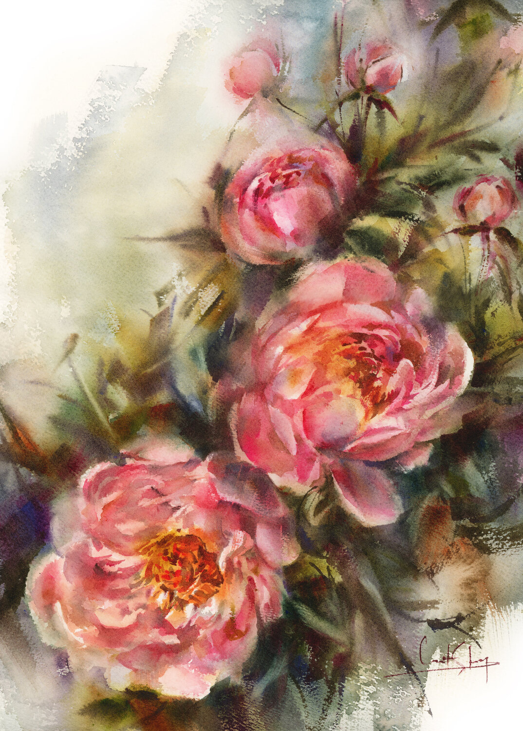 Peonies Sophia Rodionov Original painting for sale