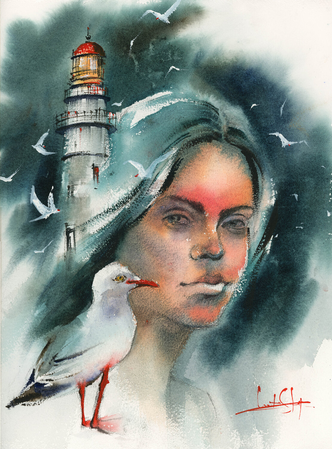 Light house watcher Sophia Rodionov Originalgemälde zu verkaufen