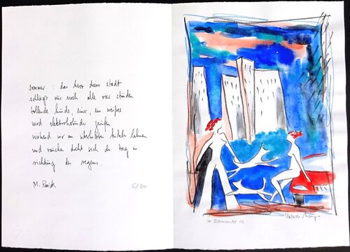 Gouache zum Gedicht von Monika Rinck "sommer" #4 by Volker Mayr, Painting for Sale on Select