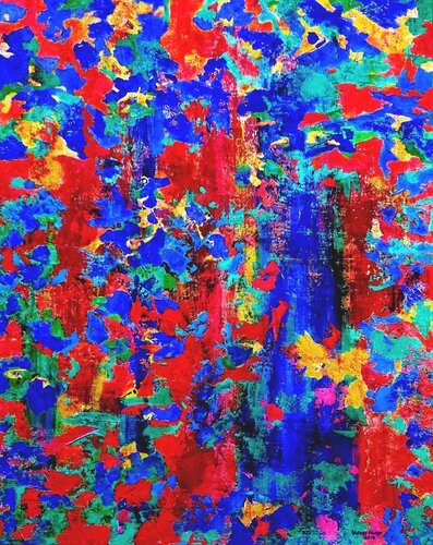 Rhapsody In Red, Yellow And Blue by Volker Mayr, Painting for Sale on Select