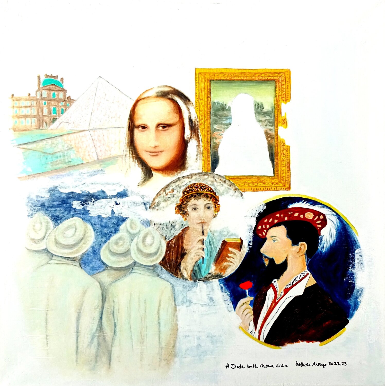 A Date With Mona Lisa Volker Mayr Original painting for sale