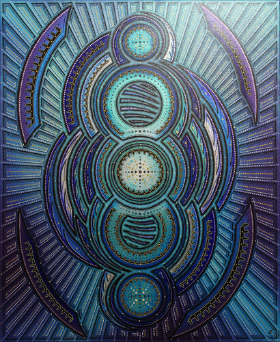 Cycle bleu iridescent by Jonathan Pradillon, Painting for Sale on Select