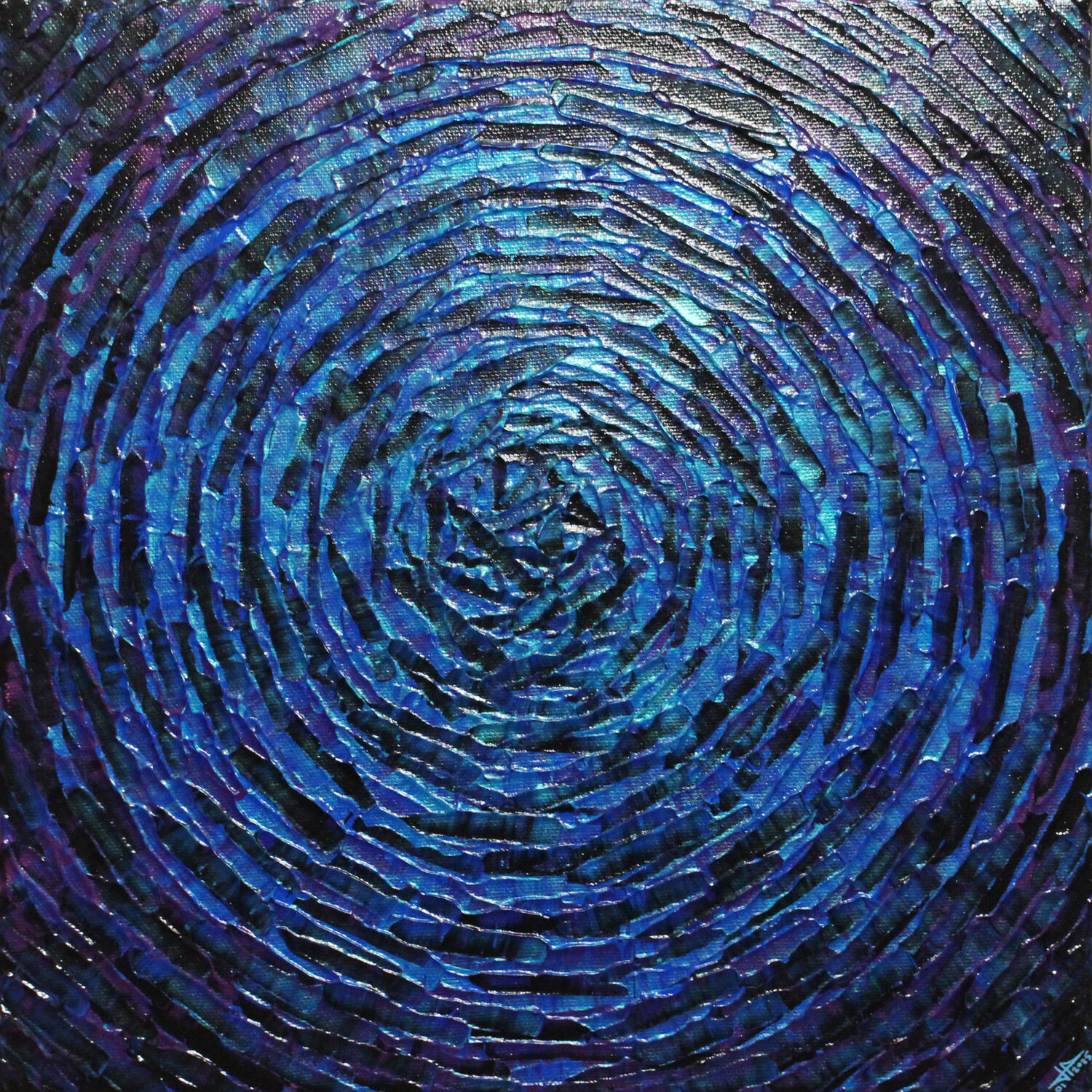 Éclat concentrique bleu violet irisé Jonathan Pradillon Original painting for sale
