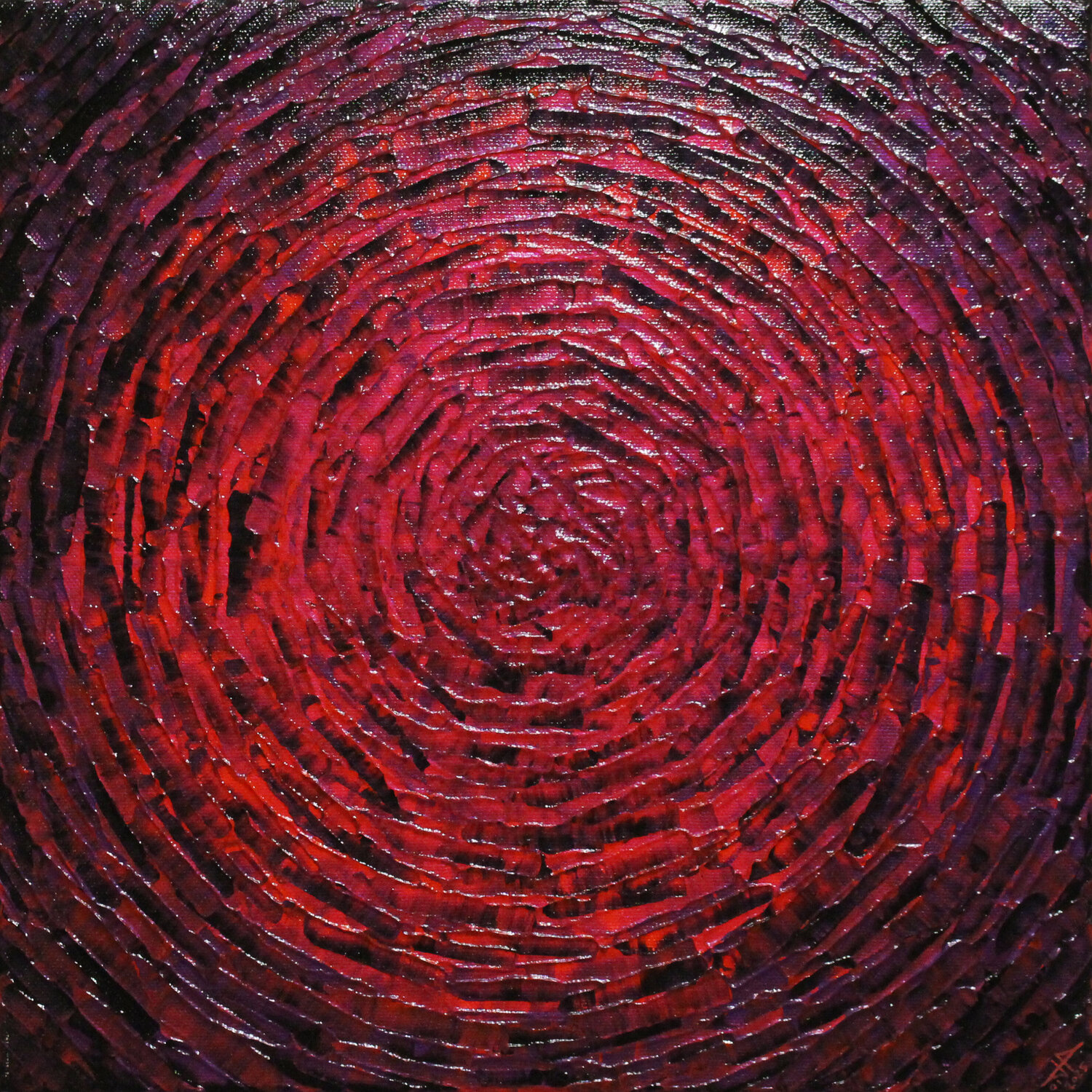 Éclat concentrique rouge violacé Jonathan Pradillon Original painting for sale