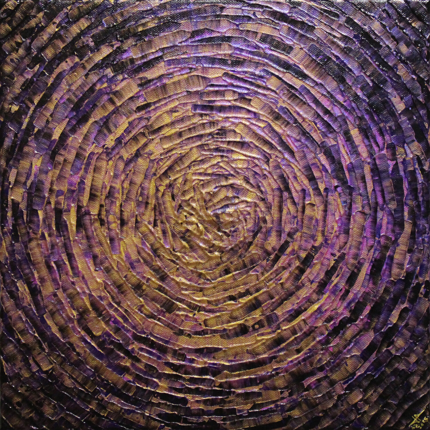 Éclat concentrique doré spirituel Jonathan Pradillon Original painting for sale