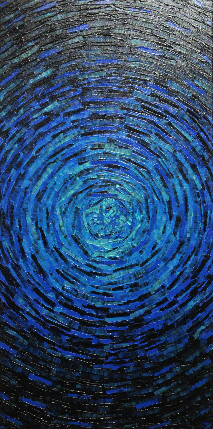 Éclat fragmenté bleu irisé Jonathan Pradillon Original painting for sale