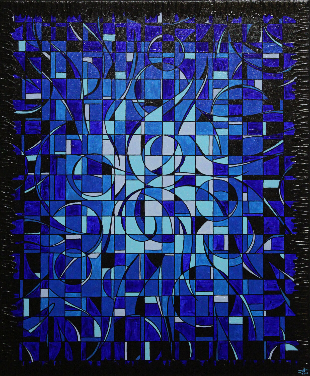 Fragmentation bleue envoûtante Jonathan Pradillon Original painting for sale
