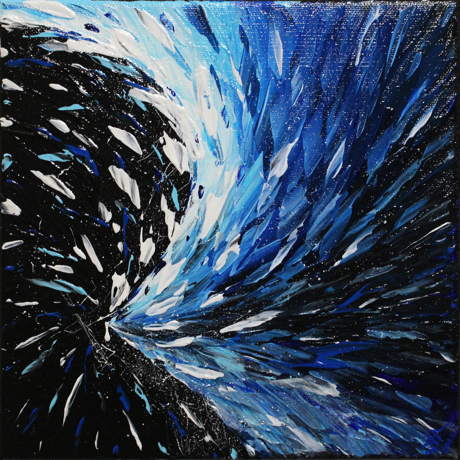 Éruption blanche et bleue Jonathan Pradillon Original painting for sale