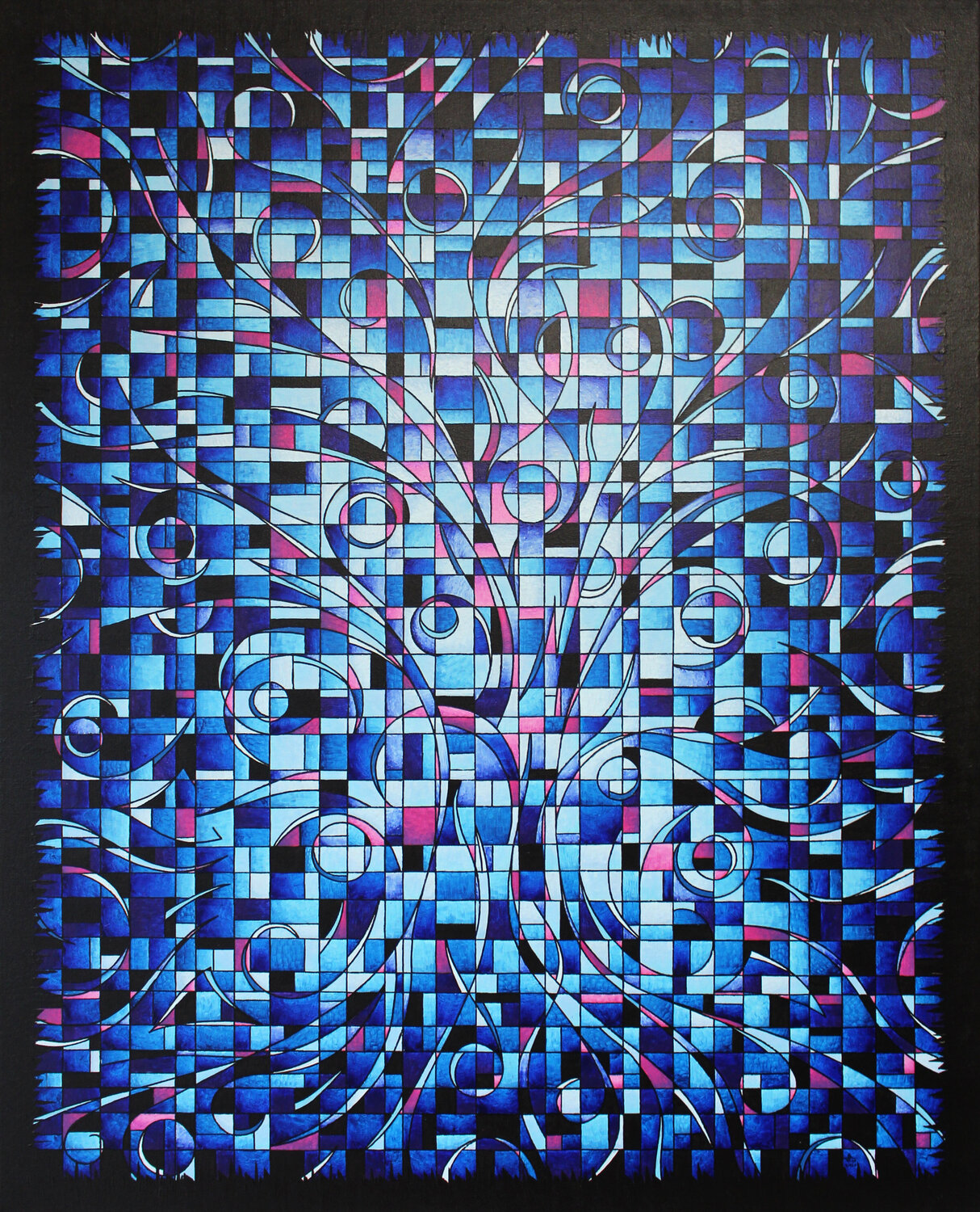 Fragmentation arborescente bleue Jonathan Pradillon Originalgemälde zu verkaufen