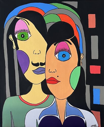 Deux regards, un seul cœur by Philippe Seigle, Painting for Sale on Select
