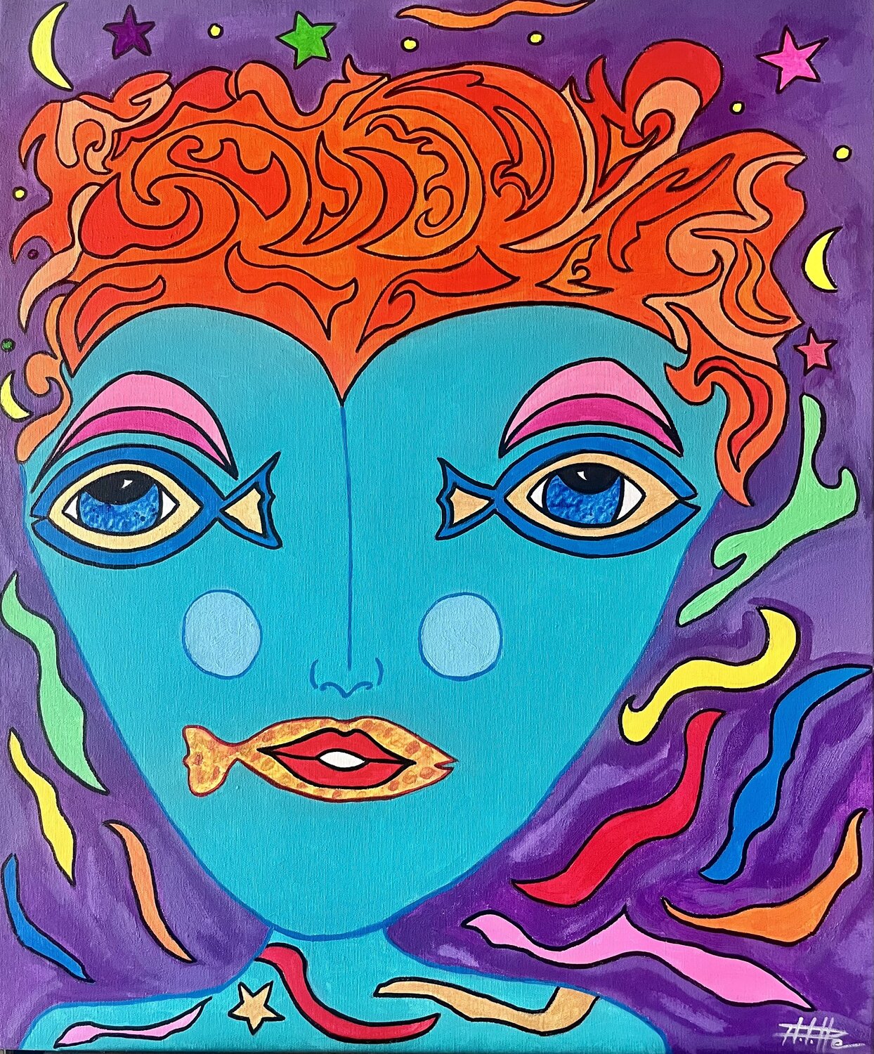 L’énigmatique entre feu et océan Philippe Seigle Original painting for sale