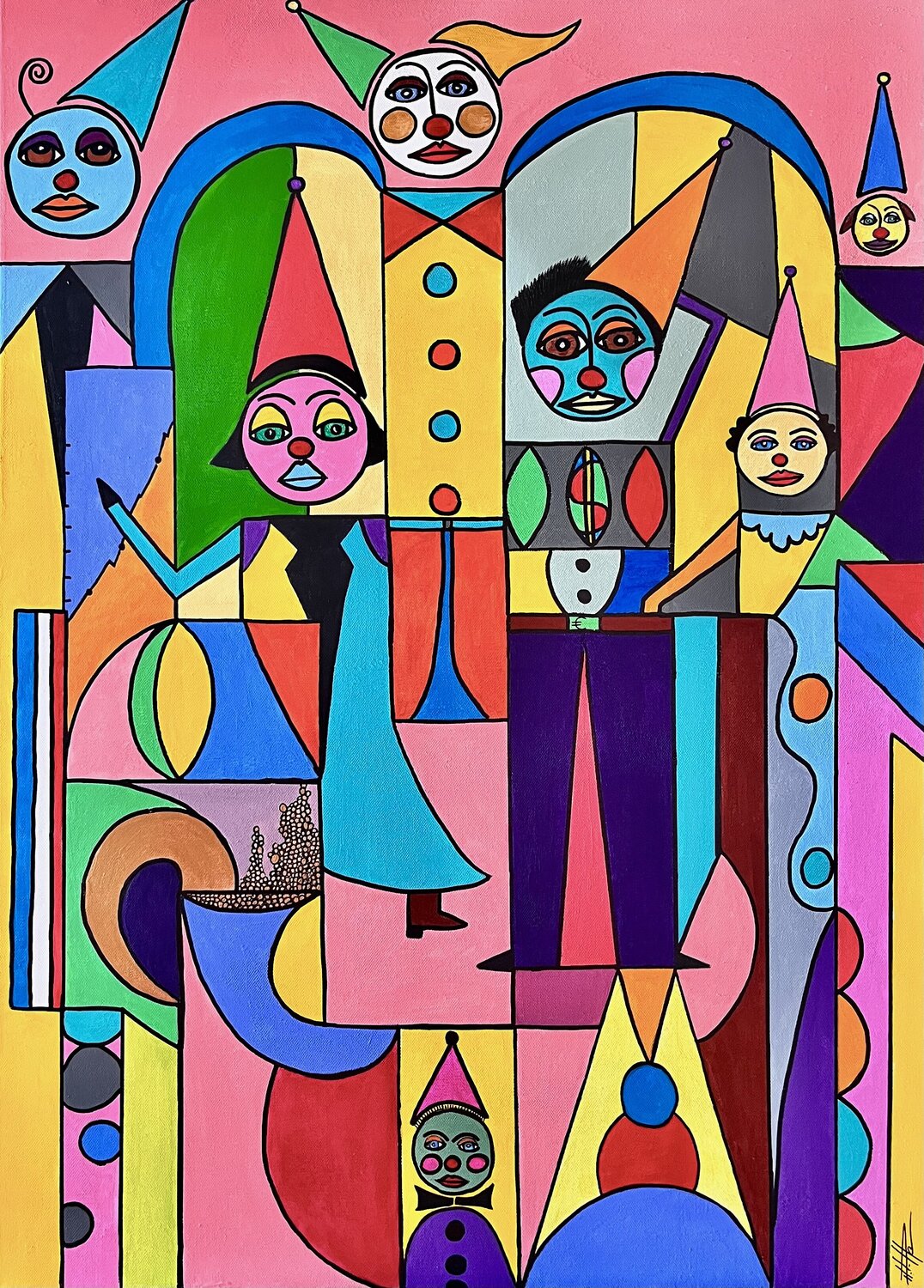 Ces clowns inutiles Philippe Seigle Original painting for sale
