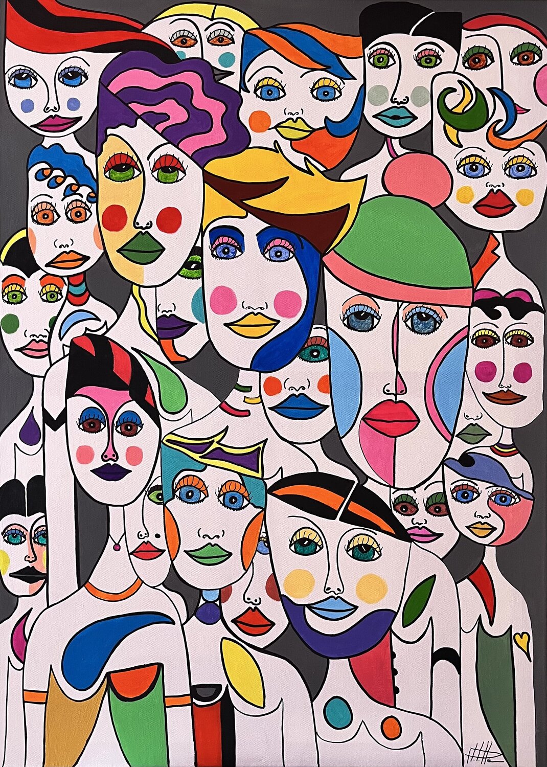 Mosaïque humaine Philippe Seigle Original painting for sale