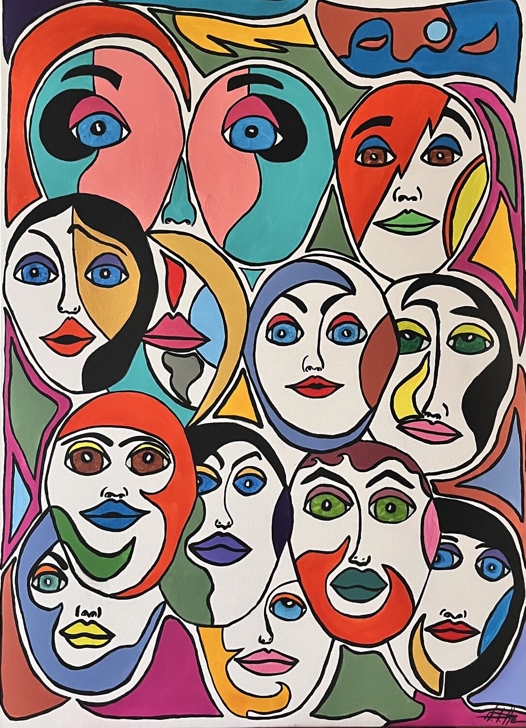 Escales humaines Philippe Seigle Original painting for sale