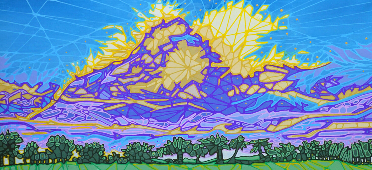 De Rochefort à Surgères à travers les nuages David Tomlin Original painting for sale