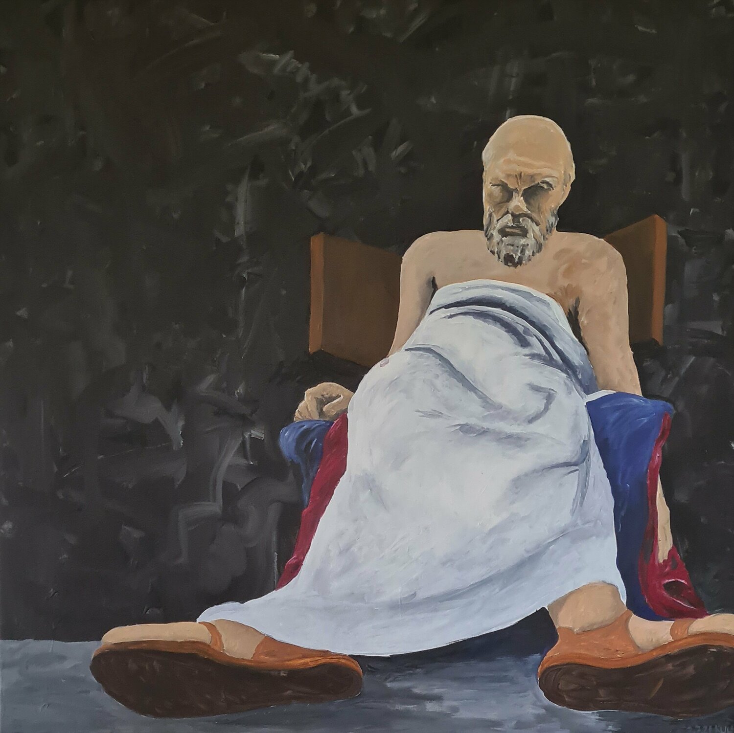 Müder Held IV Ueli Kühni Original painting for sale