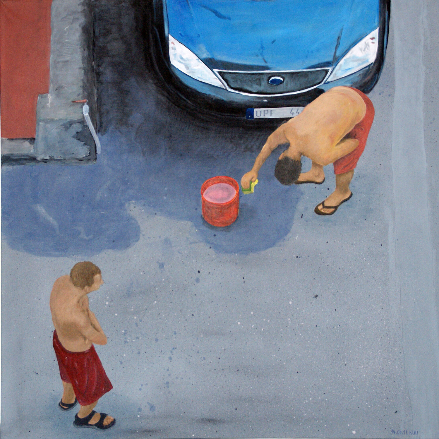 Autowäsche Ueli Kühni Original painting for sale