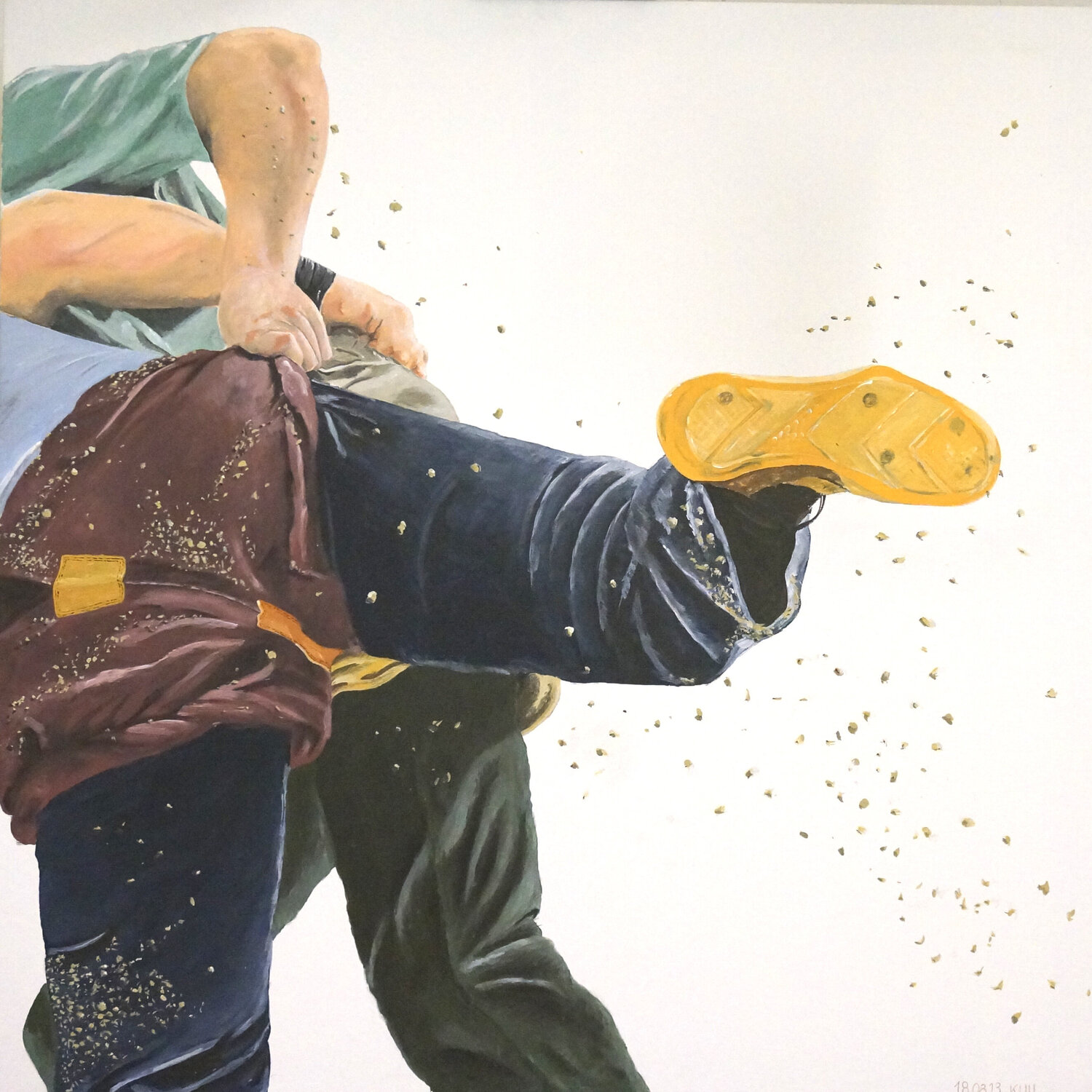 Schwinger 2 (Swiss Wrestling) Ueli Kühni Original painting for sale