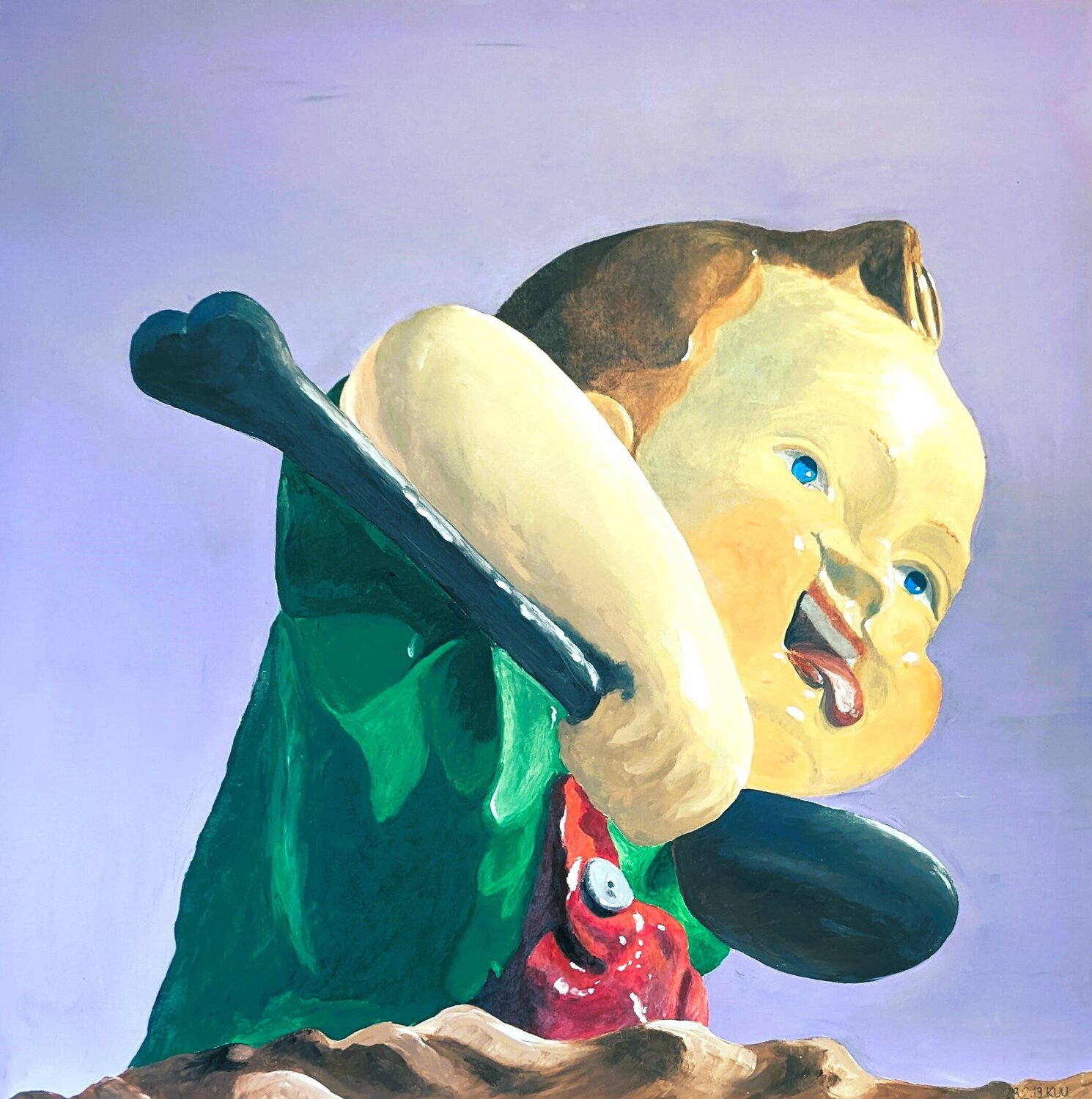 Fiberglas Baby (Die Gier, Völlerei) Ueli Kühni Original painting for sale