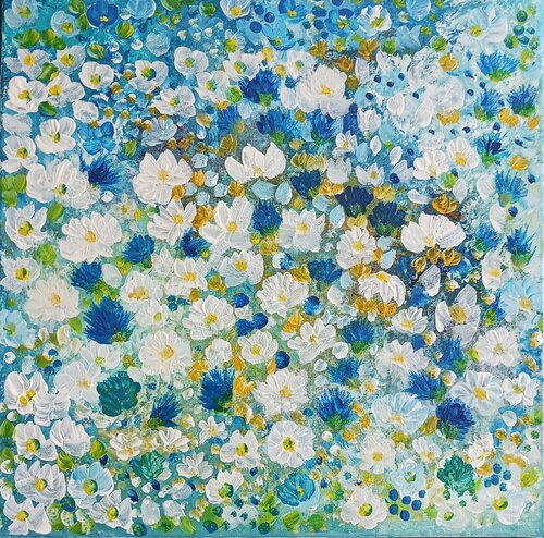 le pré bleu by LYDIE MASSOU, Painting for Sale on Select
