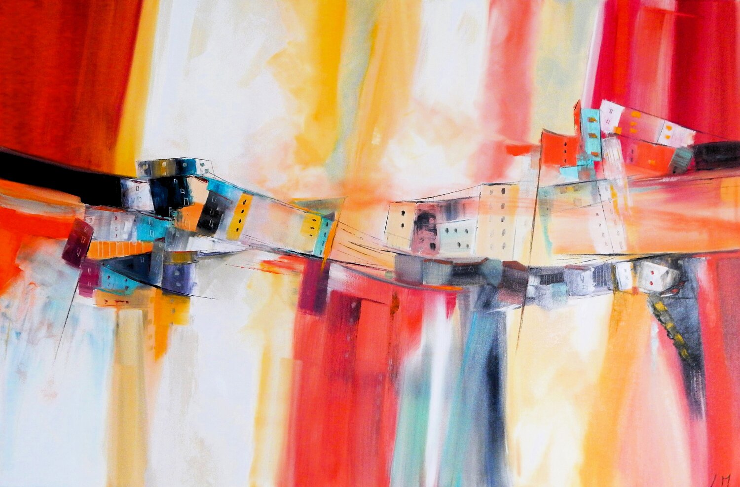 La farandole des villages LYDIE MASSOU Original painting for sale