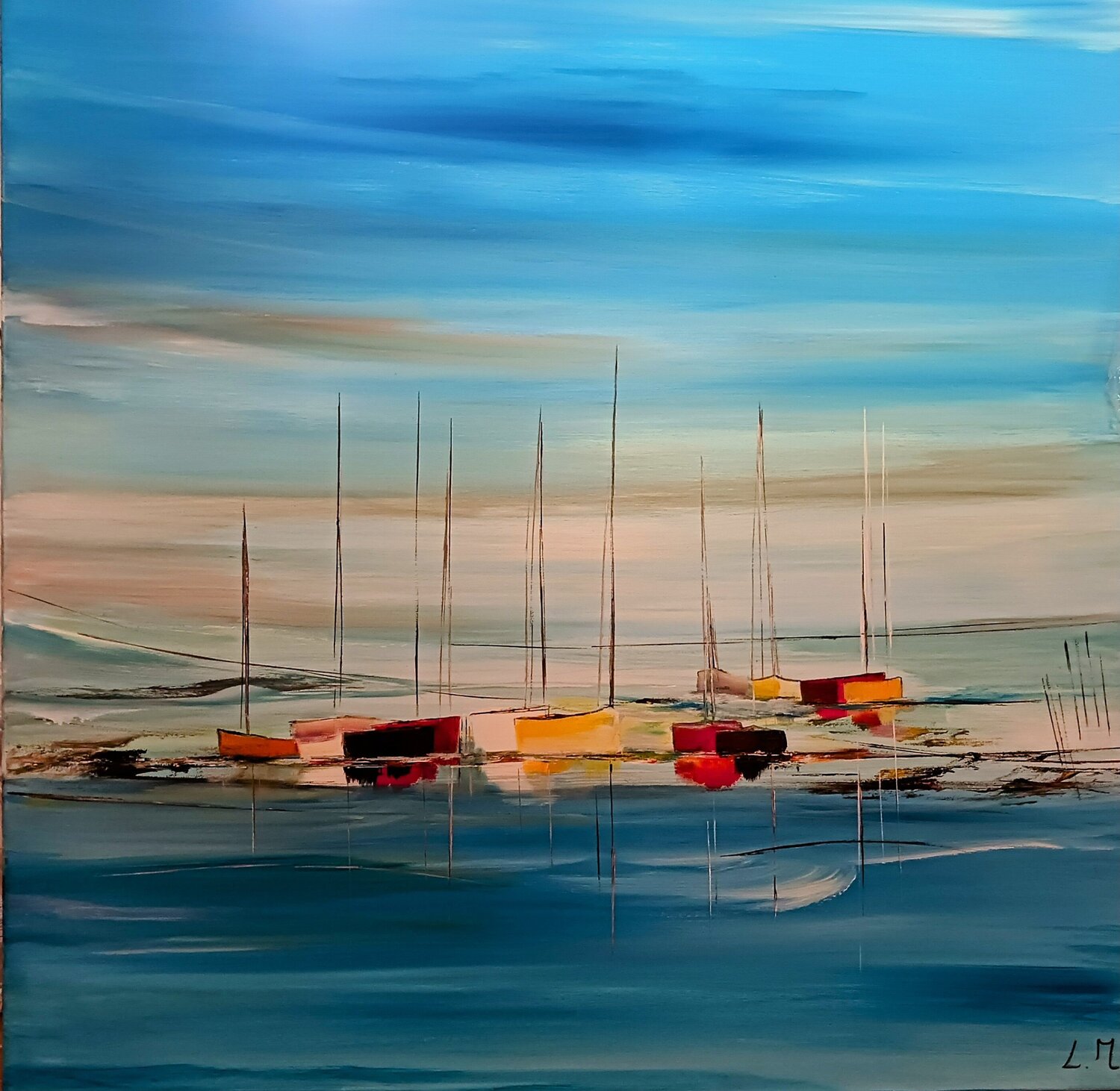 Dans les bleus de mer LYDIE MASSOU Original painting for sale