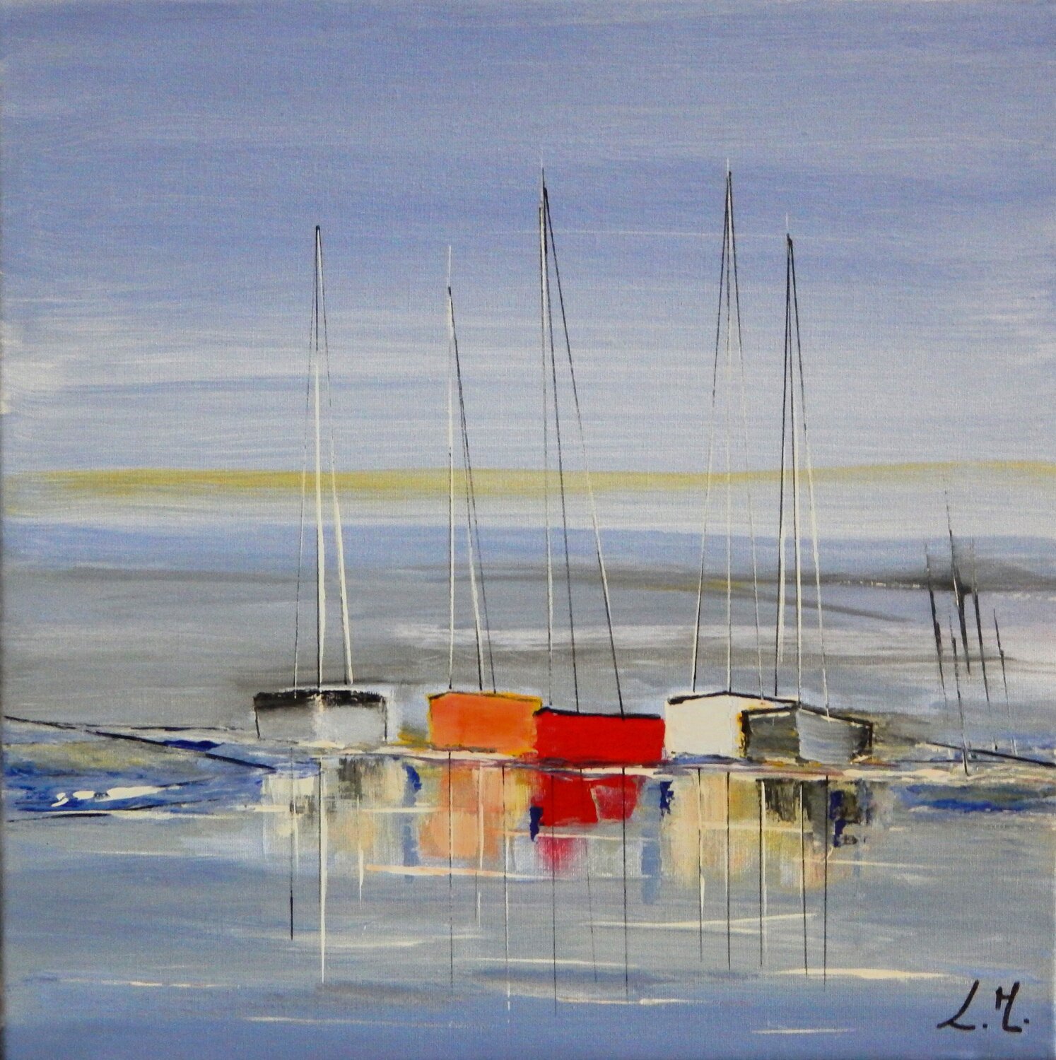 Un été bleu LYDIE MASSOU Original painting for sale