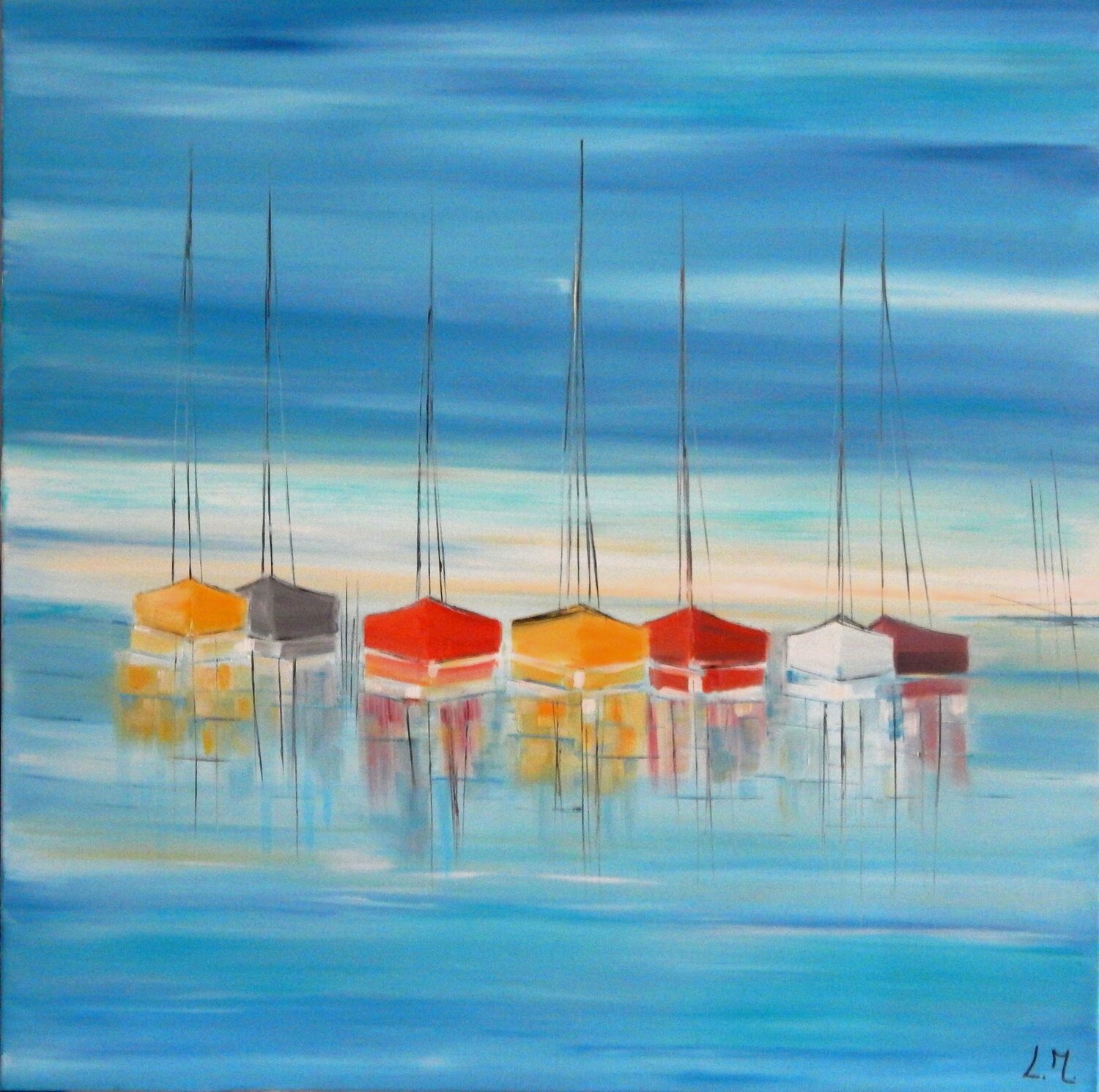 Bleu Méditerranée LYDIE MASSOU Original painting for sale