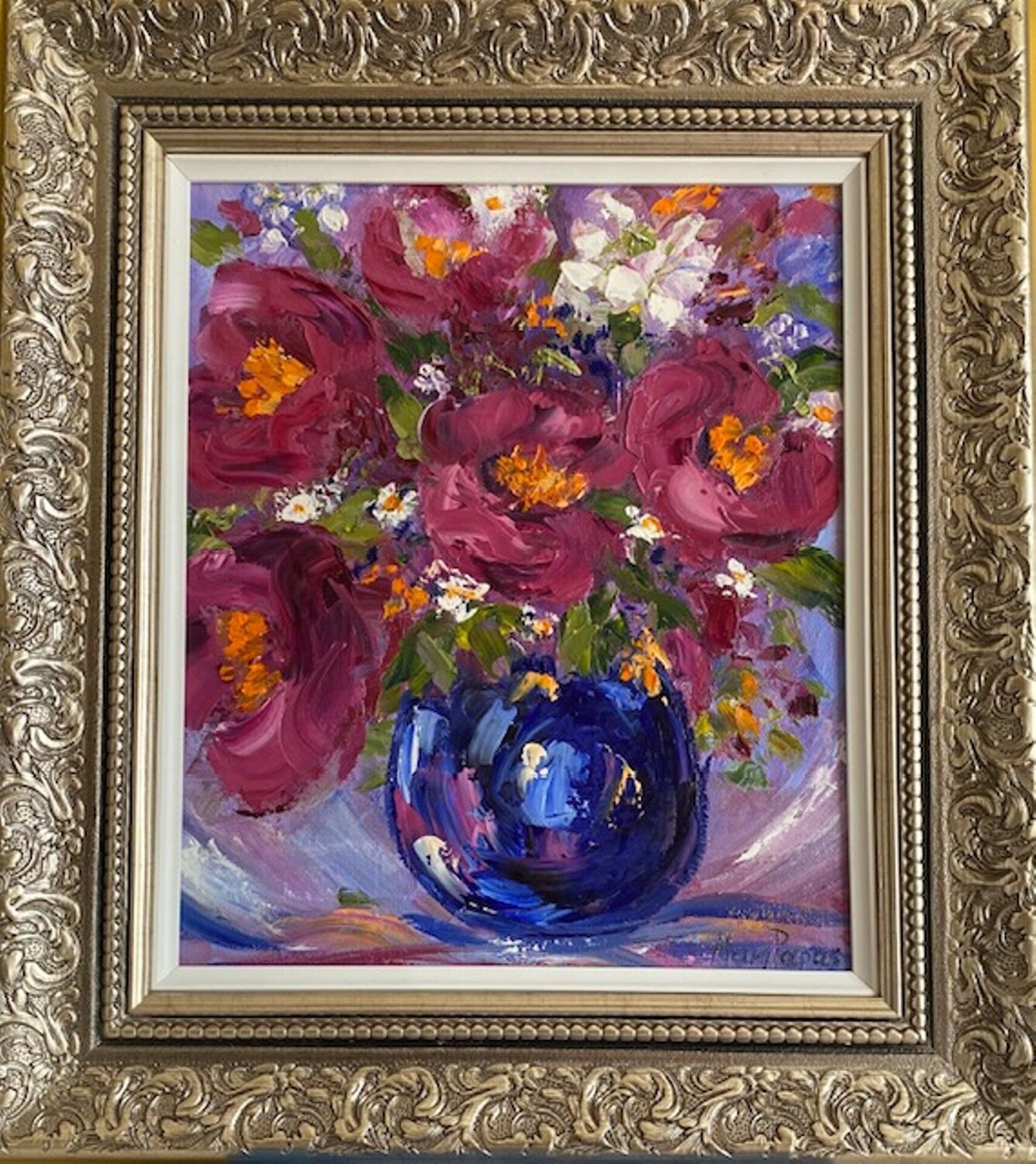 Spring Blossoms in a Vase Mary Papas Original painting for sale
