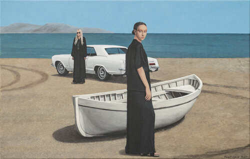 Row or Ride? von Nataliya Bagatskaya, Malerei kaufen auf Select