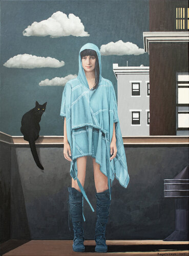 On the Roof with a Cat von Nataliya Bagatskaya, Malerei kaufen auf Select